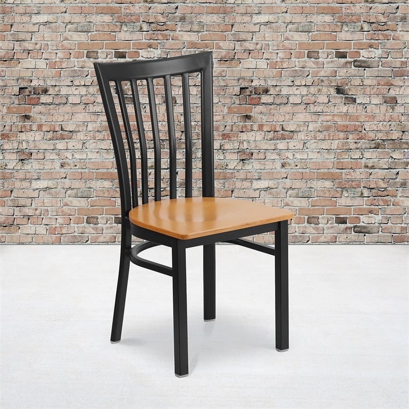 Flash Furniture Restaurant Dining Chair in Black and Natural