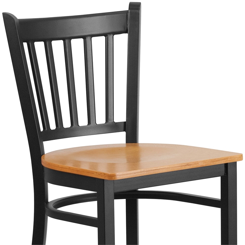 Flash Furniture Metal Restaurant Bar Stool in Black and Natural
