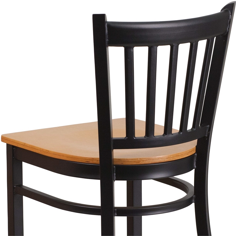 Flash Furniture Metal Restaurant Bar Stool in Black and Natural