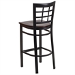 Flash Furniture Metal Restaurant Bar Stool in Black and Walnut