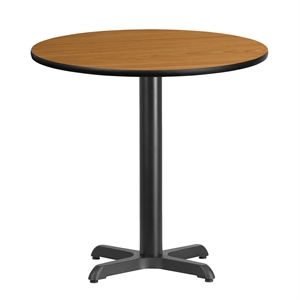 Flash Furniture 30&quot Round Restaurant Dining Table in Black and Natural