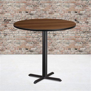 Flash Furniture 42&quot Round Restaurant Bar Table in Black and Walnut
