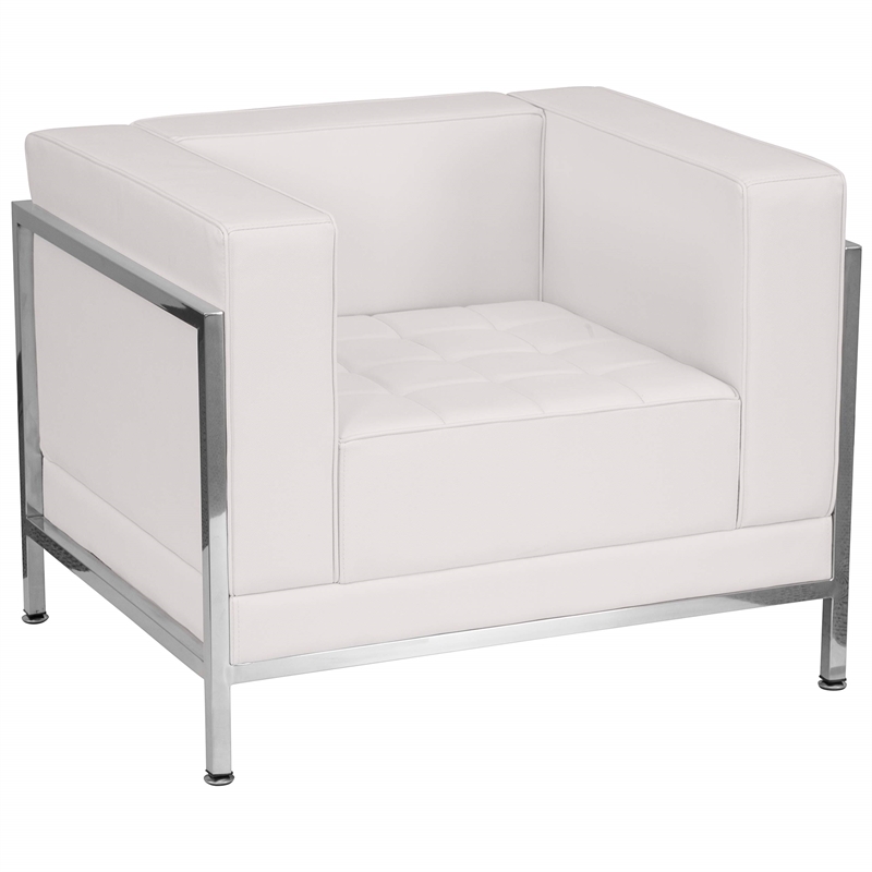 Flash Furniture Hercules Imagination Leather Tufted Reception Arm Chair in White