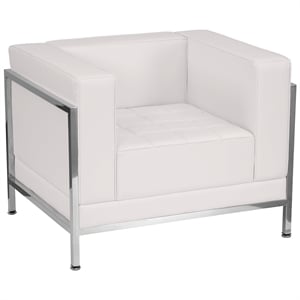 Flash Furniture Hercules Imagination Leather Tufted Reception Arm Chair in White
