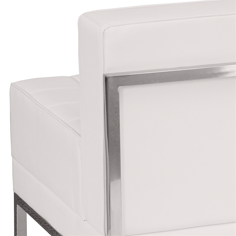 Flash Furniture Hercules Imagination Leather Tufted Armless Chair in White