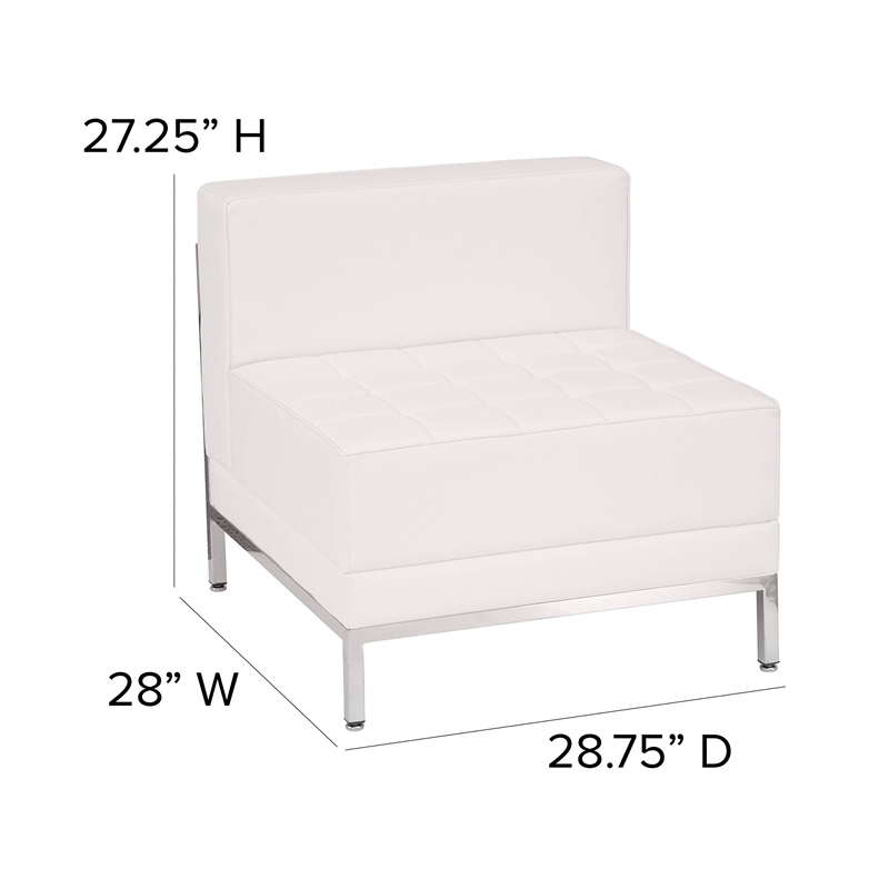 Flash Furniture Hercules Imagination Leather Tufted Armless Chair in White