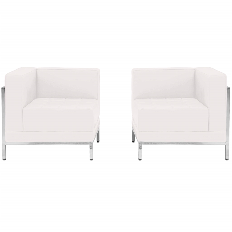 Flash Furniture 2 Piece Leather Reception Sofa Set in White