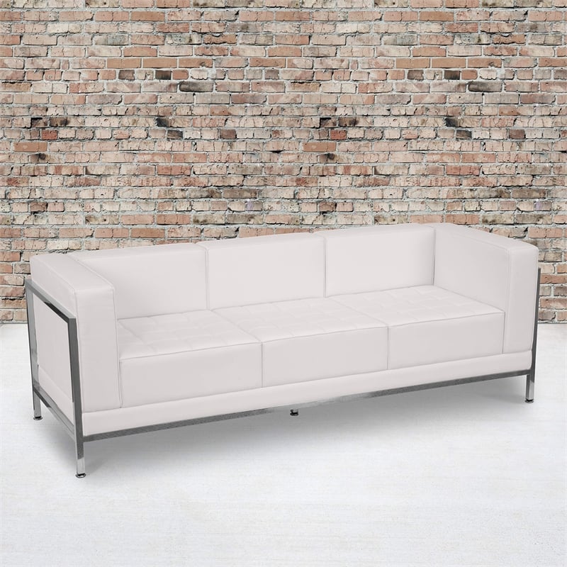 Flash Furniture Imagination Leather Reception Sofa in White