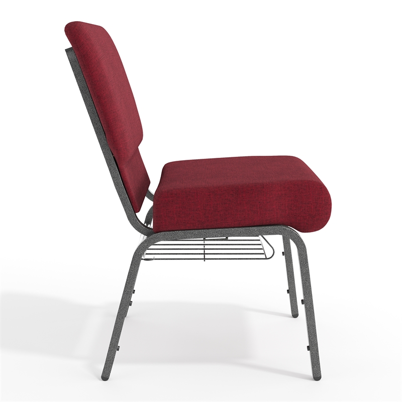 Flash Furniture Hercules Church Chair with Rack in Red