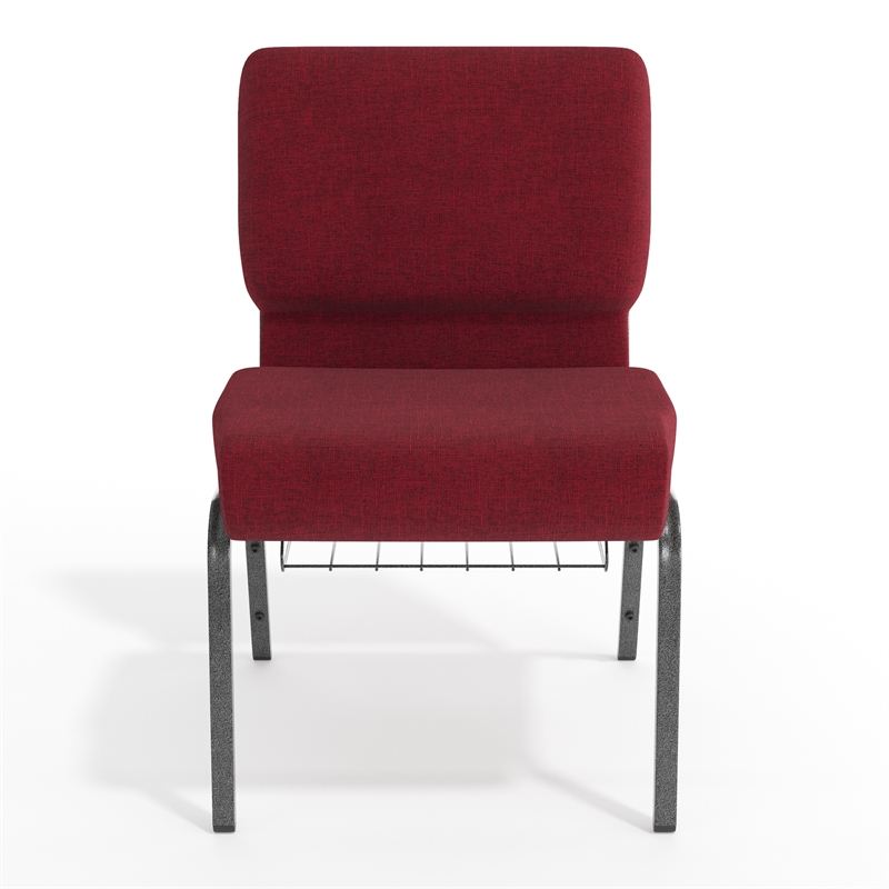 Flash Furniture Hercules Church Chair with Rack in Red