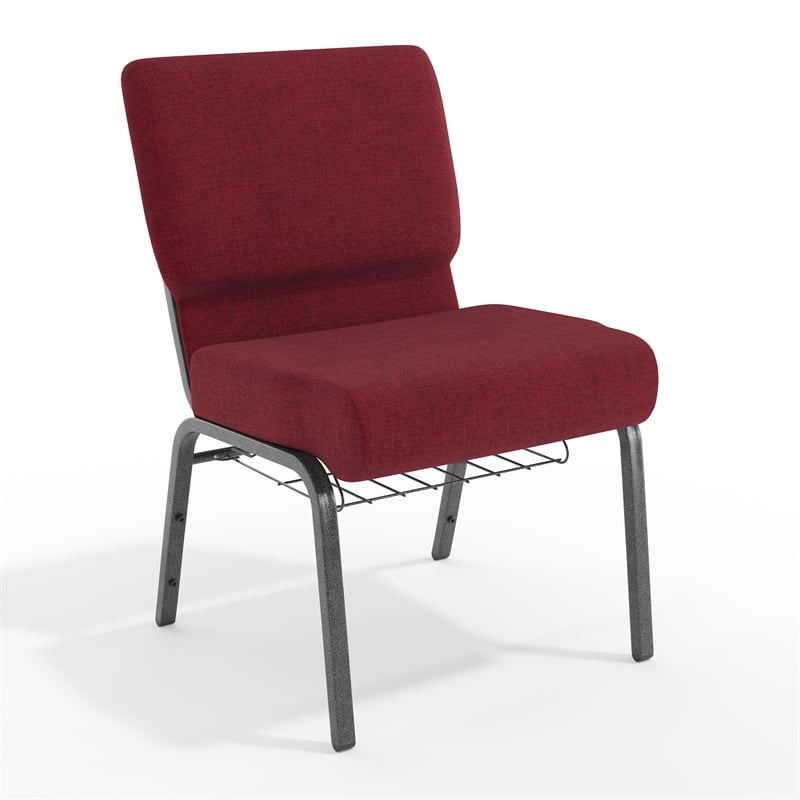 Flash Furniture Hercules Church Chair with Rack in Red