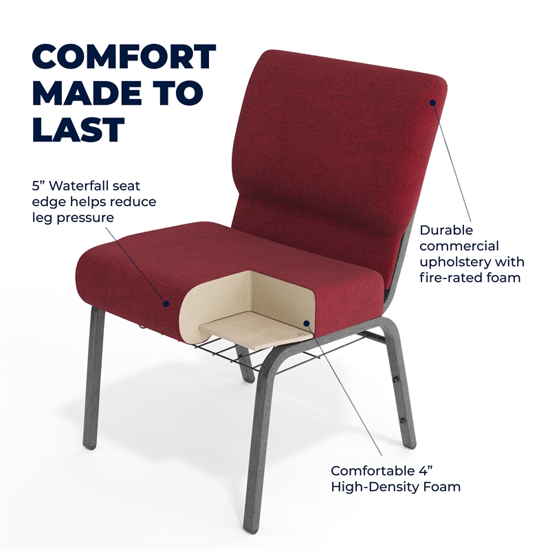 Flash Furniture Hercules Church Chair with Rack in Red