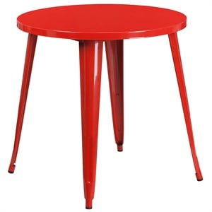 Flash Furniture 30&quot Round Metal Dining Table in Red