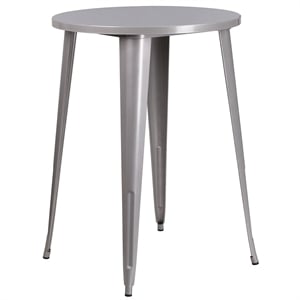 Flash Furniture 30&quot Round Metal Bar Table in Silver