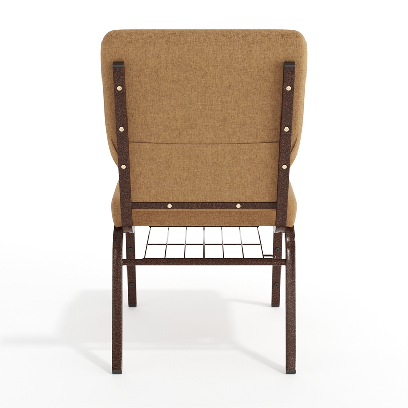 Flash Furniture Hercules Church Chair with Rack in Brown