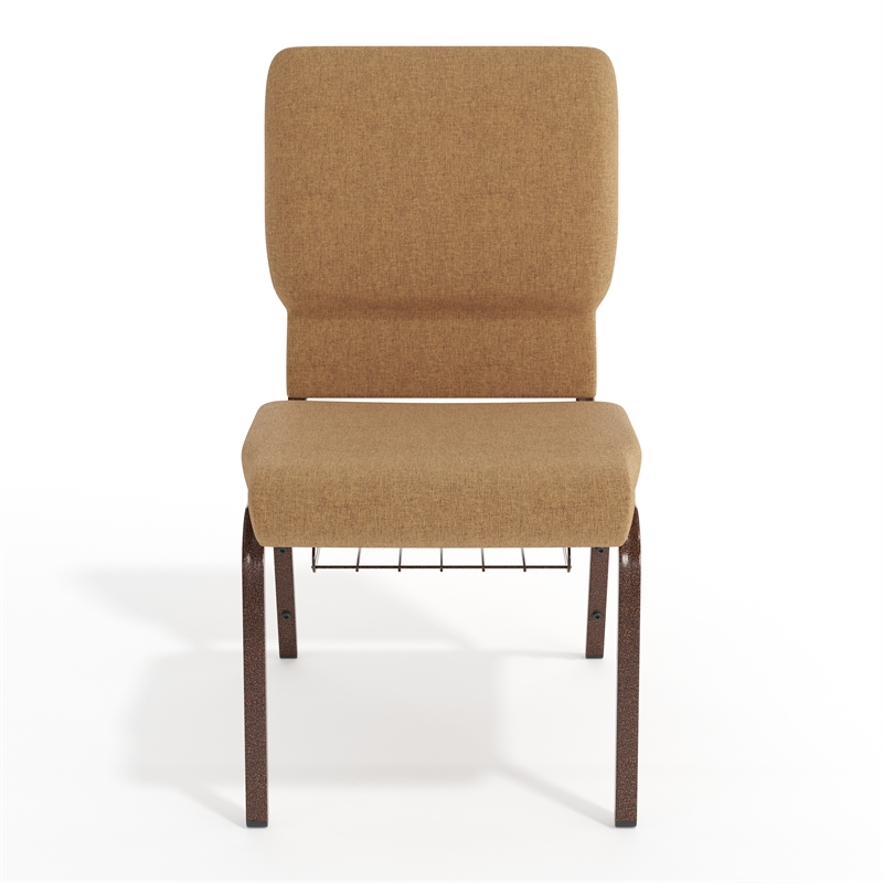 Flash Furniture Hercules Church Chair with Rack in Brown