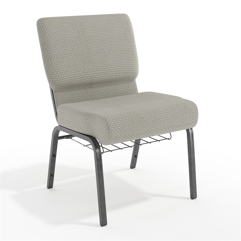 Flash Furniture Hercules Church Chair with Rack in Gray