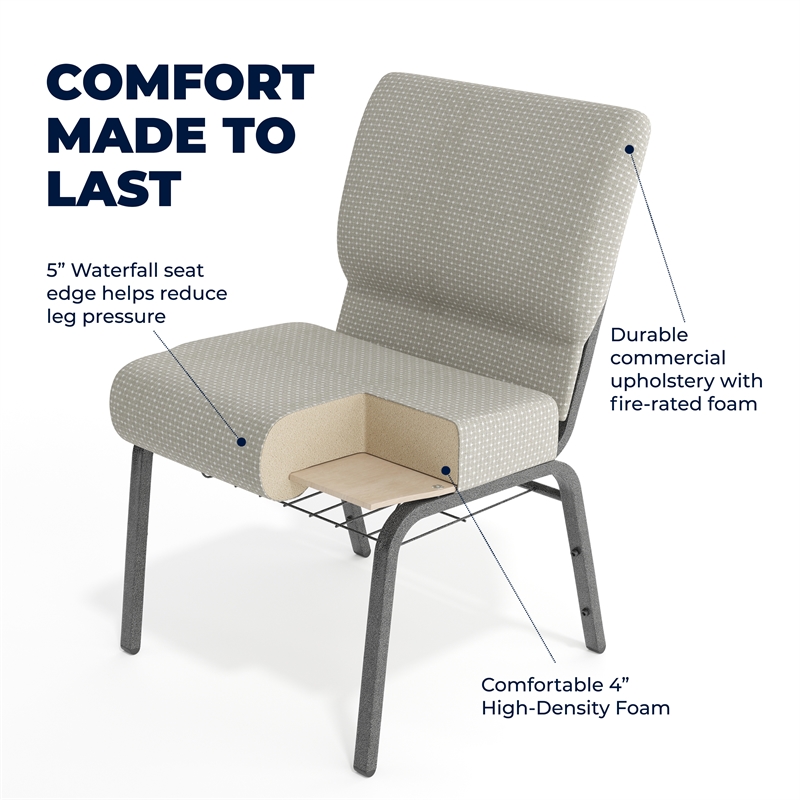 Flash Furniture Hercules Church Chair with Rack in Gray