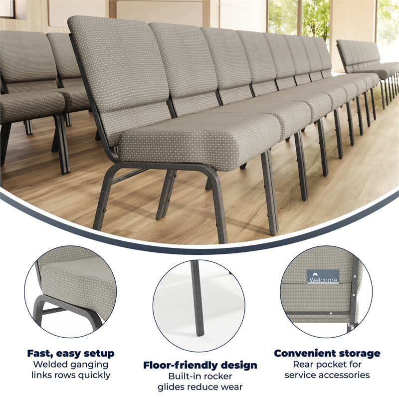 Flash Furniture Hercules Armless Stacking Chair in Gray