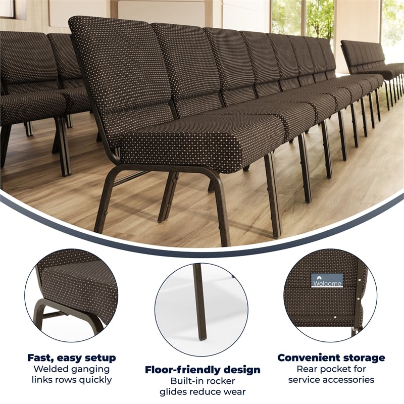 Flash Furniture Hercules Armless Stacking Chair in Brown