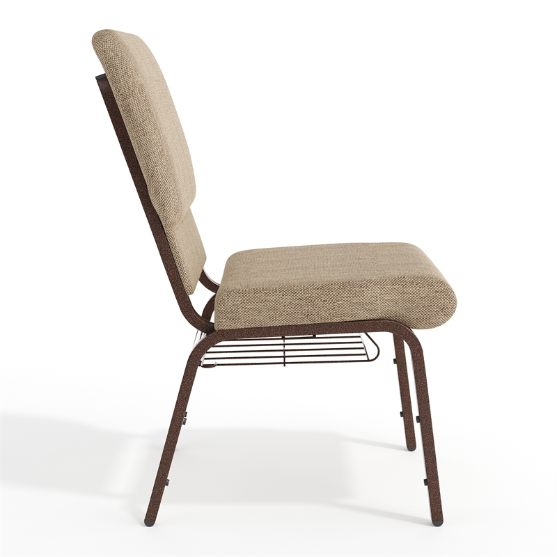 Flash Furniture Hercules Fabric Church Chair in Beige and Coppervein