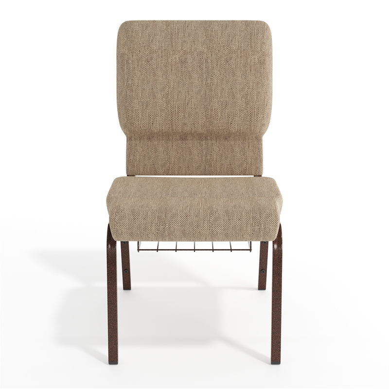 Flash Furniture Hercules Fabric Church Chair in Beige and Coppervein