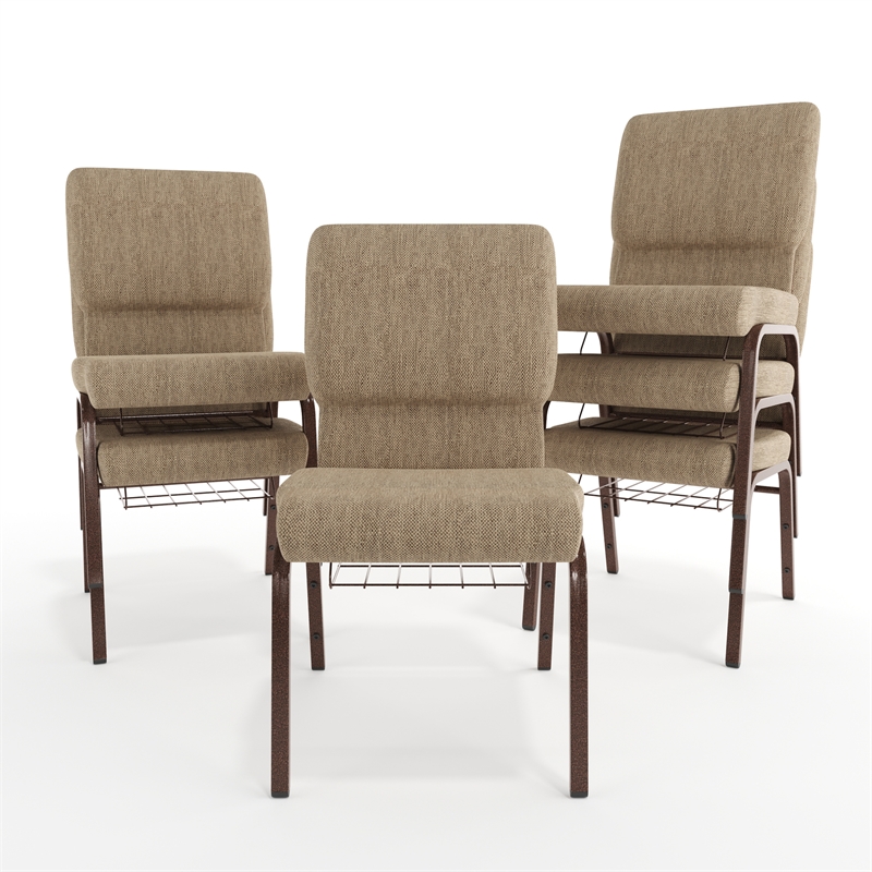 Flash Furniture Hercules Fabric Church Chair in Beige and Coppervein