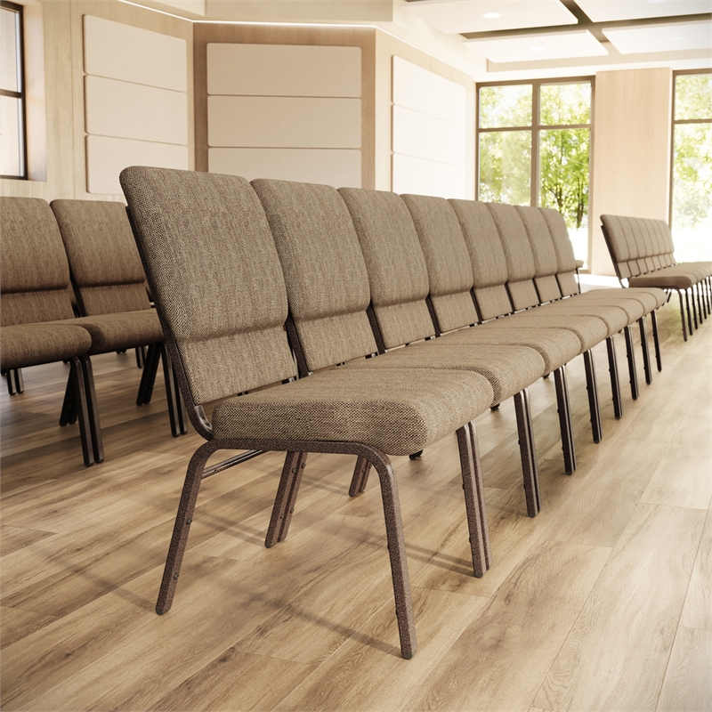 Flash Furniture Hercules Fabric Church Chair in Beige and Coppervein