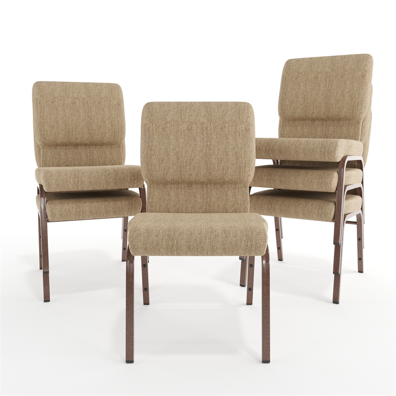 Flash Furniture Hercules Fabric Church Chair in Beige and Coppervein