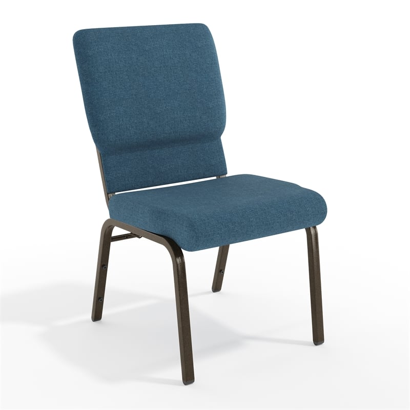 Flash Furniture Hercules Fabric Church Chair in Blue and Goldvein