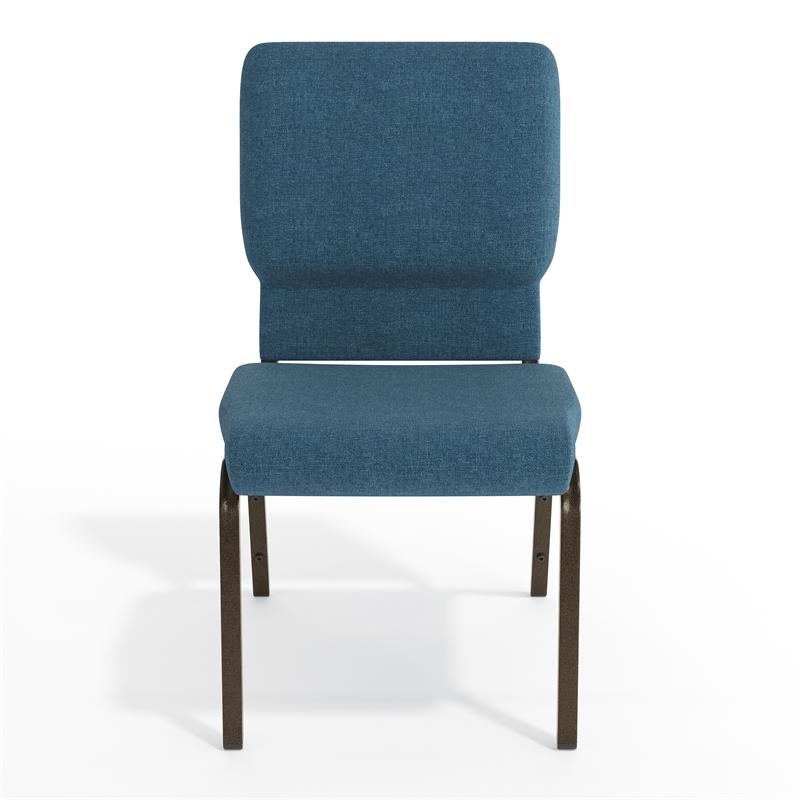 Flash Furniture Hercules Fabric Church Chair in Blue and Goldvein