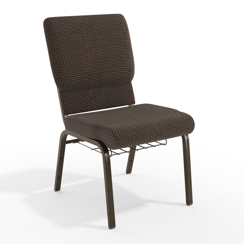 Flash Furniture Hercules Fabric Church Chair in Brown and Goldvein