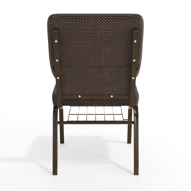 Flash Furniture Hercules Fabric Church Chair in Brown and Goldvein