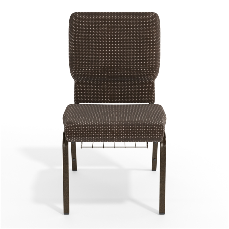 Flash Furniture Hercules Fabric Church Chair in Brown and Goldvein
