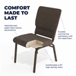 Flash Furniture Hercules Fabric Church Chair in Brown and Goldvein