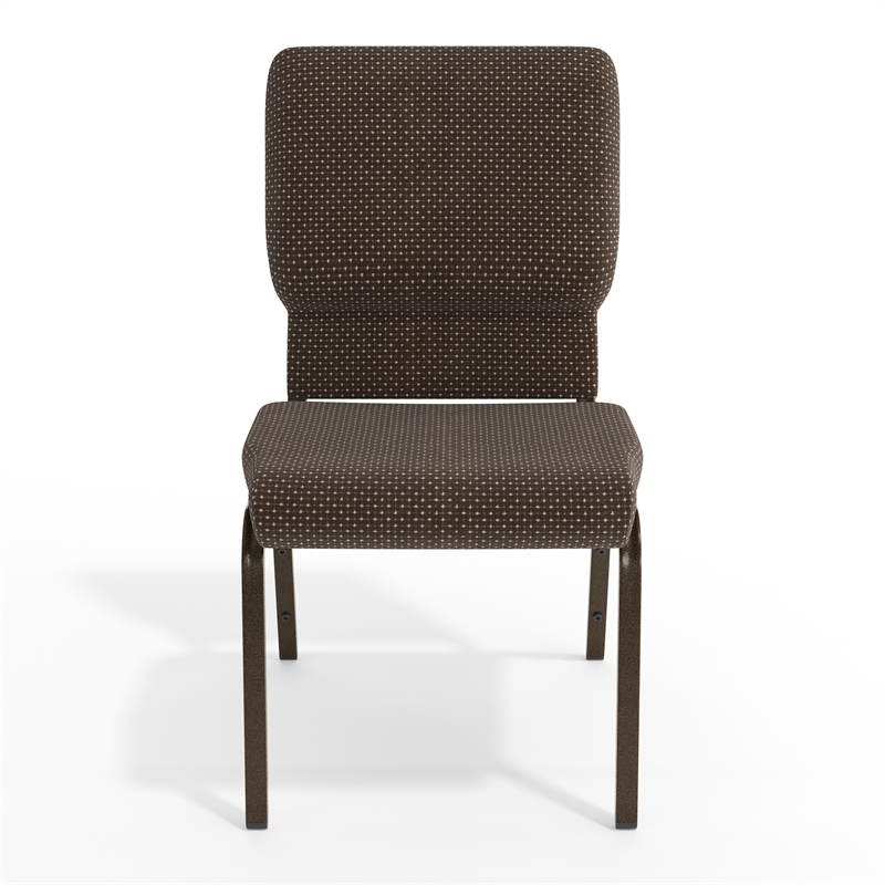 Flash Furniture Hercules Fabric Church Chair in Brown and Goldvein