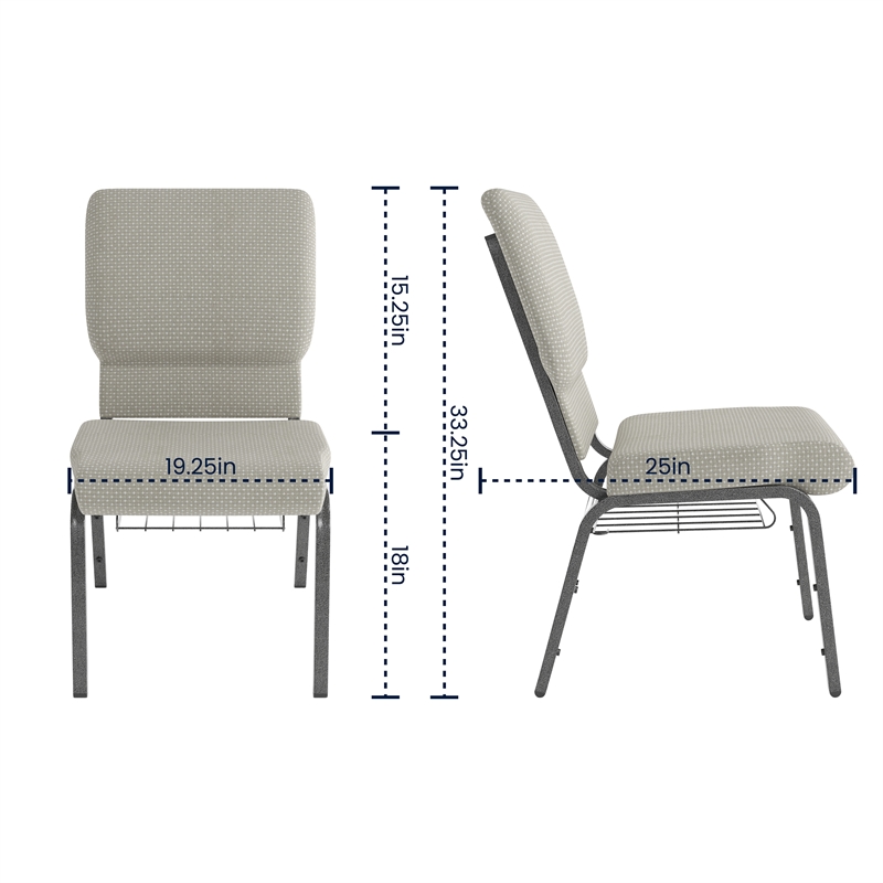 Flash Furniture Hercules Fabric Church Chair in Gray and Silvervein