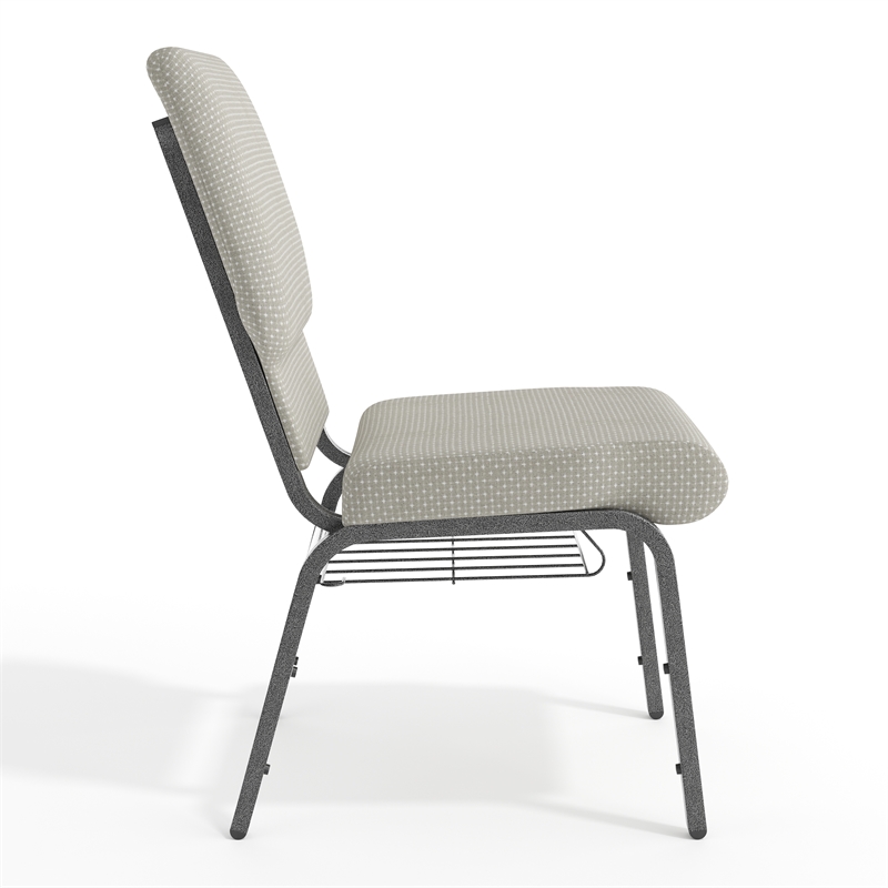 Flash Furniture Hercules Fabric Church Chair in Gray and Silvervein
