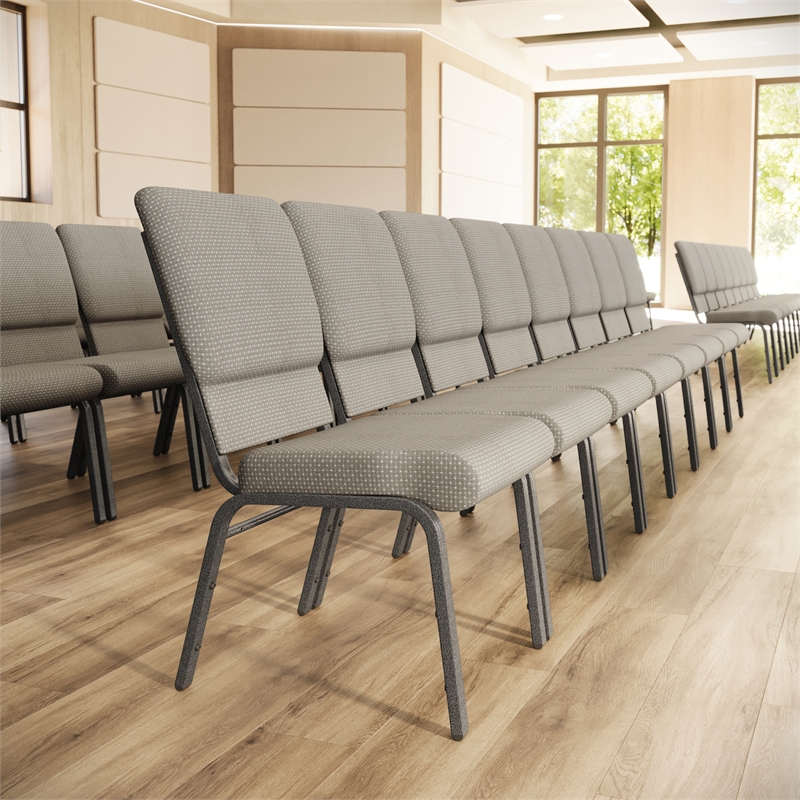 Flash Furniture Hercules Fabric Church Chair in Gray and Silvervein