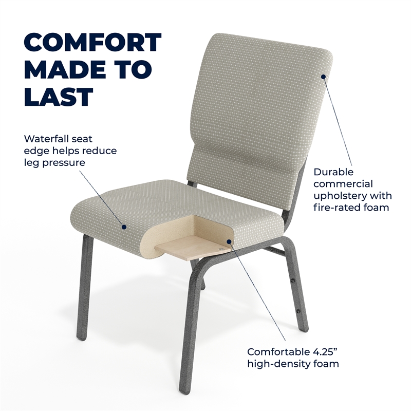 Flash Furniture Hercules Fabric Church Chair in Gray and Silvervein