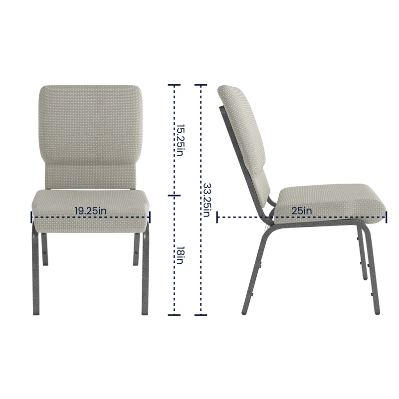 Flash Furniture Hercules Fabric Church Chair in Gray and Silvervein