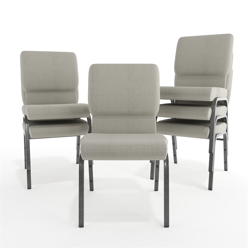 Flash Furniture Hercules Fabric Church Chair in Gray and Silvervein