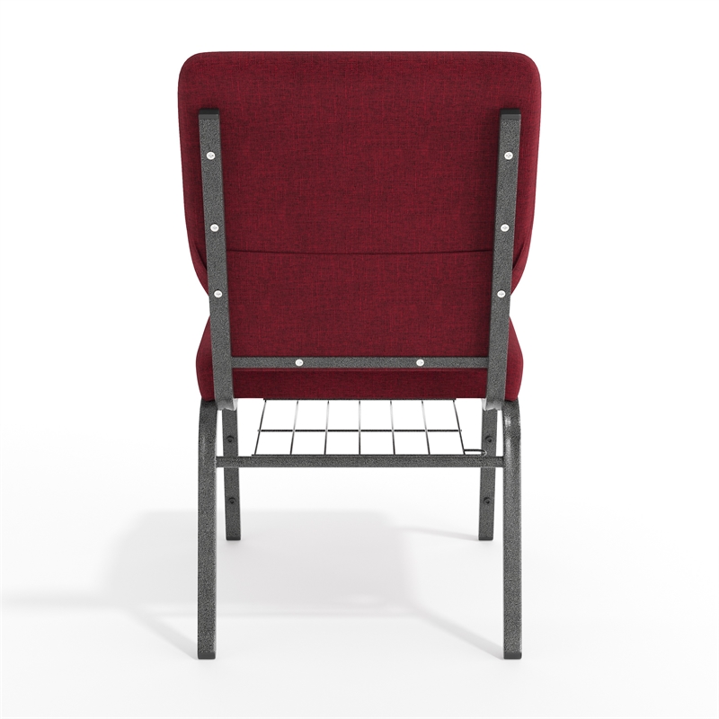 Flash Furniture Hercules Fabric Church Chair in Red and Silvervein