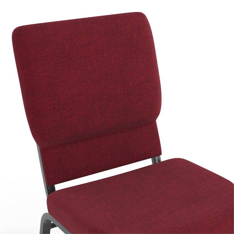 Flash Furniture Hercules Fabric Church Chair in Red and Silvervein