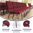 Flash Furniture Hercules Fabric Church Chair in Red and Silvervein