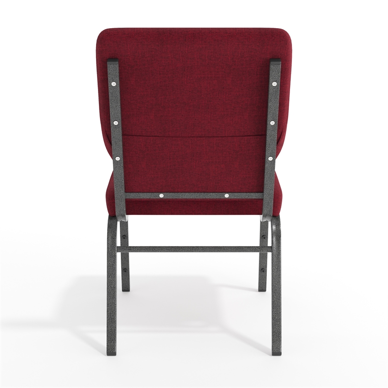 Flash Furniture Hercules Fabric Church Chair in Red and Silvervein