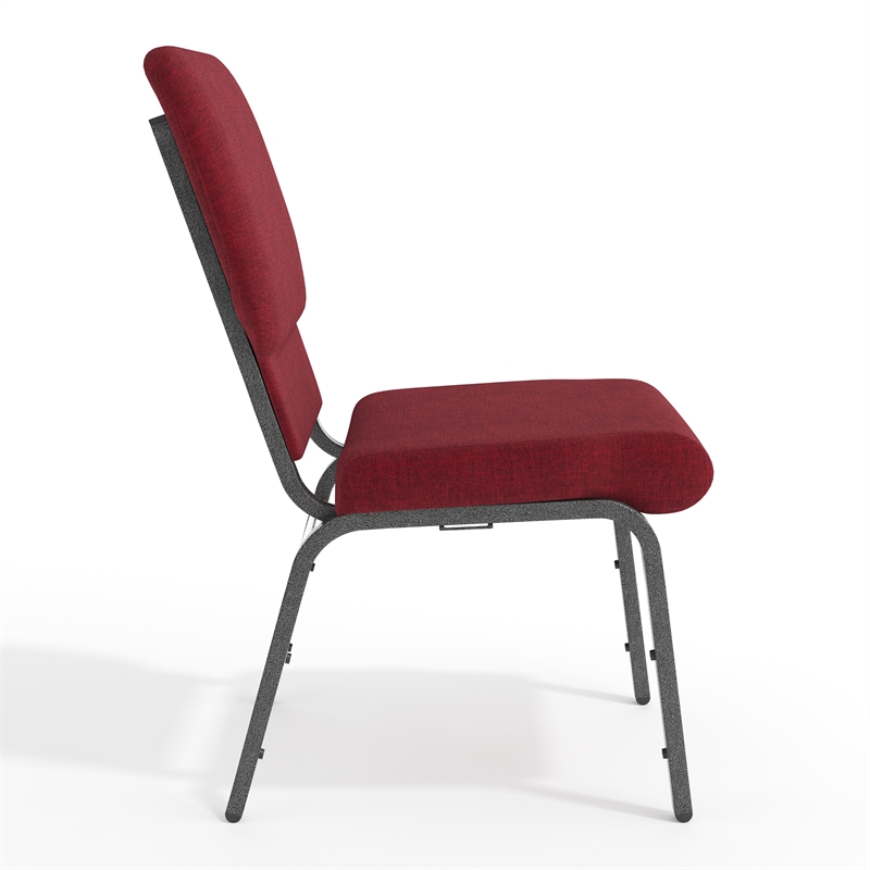 Flash Furniture Hercules Fabric Church Chair in Red and Silvervein