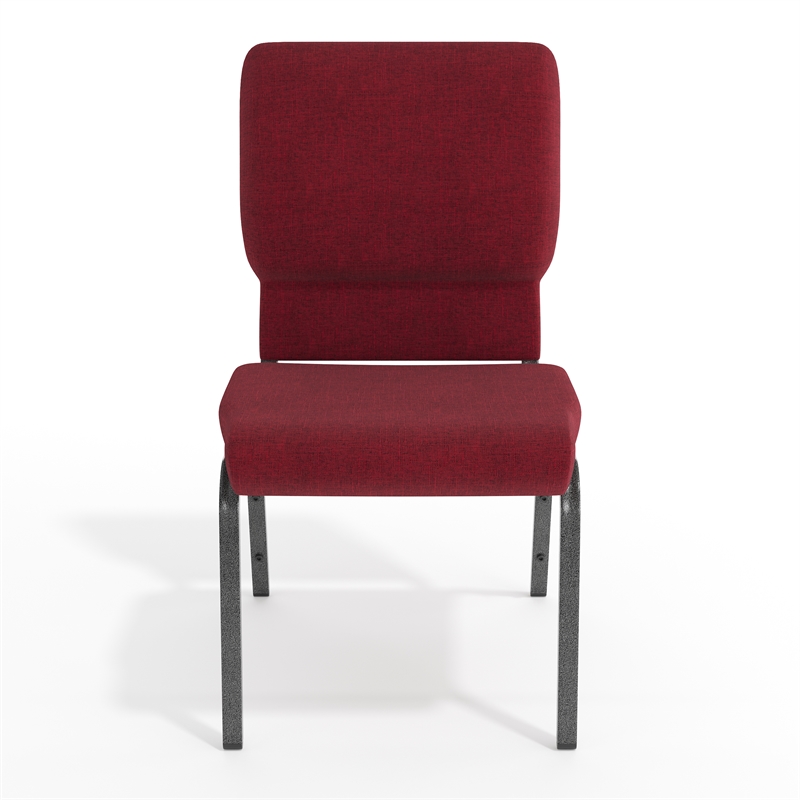 Flash Furniture Hercules Fabric Church Chair in Red and Silvervein