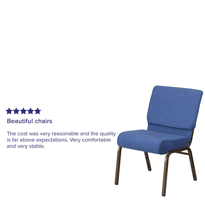 Flash Furniture Hercules Fabric Church Chair in Blue and Goldvein