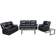 Flash Furniture Harmony 3 Piece Leather Reclining Sofa Set in Black